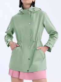 Damen wasserabweisende Freizeitjacke mit verstellbarer Kapuze - Olivgrün