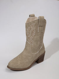 Damen Western Stiefelette mit Blockabsatz - Ecru