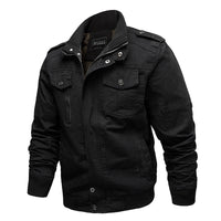 Herren Canvas-Fieldjacke mit Stehkragen und multifunktionalen Taschen - Schwarz 2701