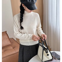 Damen Leichter Kaschmir-Mix Rollkragenpullover mit feinem Soft-Finish und schmaler Silhouette Nord Taschen - Cremeweiß