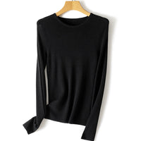 Damen Feiner Feinstrickpullover mit Rundhalsausschnitt und figurnaher Silhouette Nord Taschen - Obsidienschwarz