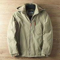 Herren wasserabweisende Allwetter-Trekkingjacke mit Kapuze - Khaki