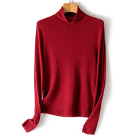 Damen Feiner Crinkle-Rollkragenpullover mit leichtem Fall Nord Taschen - Weihnachtsrot