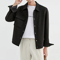 Herren Oversize-Utility-Jacke mit aufgesetzter Brusttasche und Druckknopfleiste Nord Taschen - Schwarz