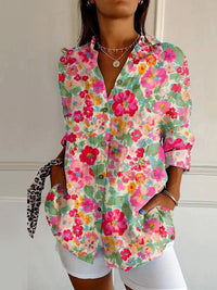 Renate | Damen Lässige Geometrische Bluse - Rosa