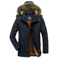 Herren Winterparka mit Kapuze, Knöpfen und Taschen - Schwarz