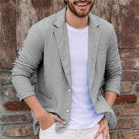 Herren Jersey Sakko leger mit Taschen - Silbergrau