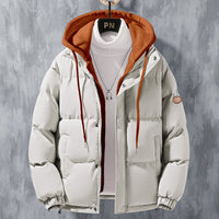 Herren wattierte Steppjacke mit Kapuze und Zwei-Wege-Reißverschluss - Karamell