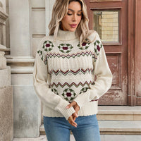 Damen Langarm Rollkragenpullover - Cremeweiß