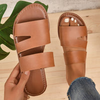 Damen Sandaletten mit breitem und verstellbarem Riemendesign - Hellbraun