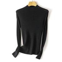 Damen Feinstrick-Longsleeve mit kurzem Stehkragen und schlanker Silhouette Nord Taschen - Diamantschwarz