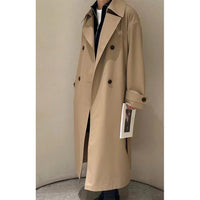 Herren Langer Doppelreihiger Trenchcoat mit Oversize-Schnitt und Reverskragen Nord Taschen - Khaki