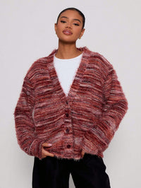 Damen Oversized Langarmpullover - Rot