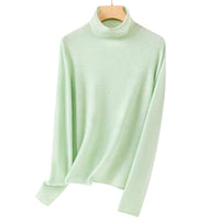 Damen Feiner Rollkragenpullover aus ultraleichtem Feinstrick mit schlanker Silhouette Nord Taschen - Grün gemustert