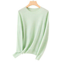 Damen Feiner Rundhals-Feinstrickpullover mit leichter Oversize-Passform Nord Taschen - Grün gemustert