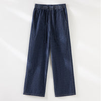 Damen Weite Jeanshose mit elastischem Bund und Tunnelzug Nord Taschen - Jeansblau