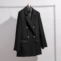 Herren Doppelreihiger Wollblend-Mantel mit kastiger Silhouette und goldenen Schmuckknöpfen Nord Taschen - Schwarz