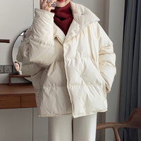 Damen Trendige Oversized Daunenjacke Nord Taschen - Cremeweiß
