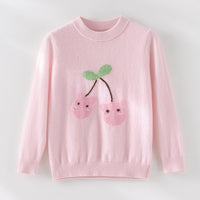 Damen Feinstrick-Pullover mit verspieltem Kirschen-Motiv und Rundhalsausschnitt Nord Taschen - Rosa
