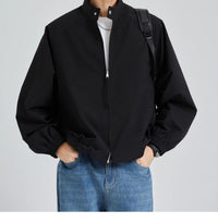 Herren leichte oversized Bomberjacke mit Stehkragen und elastischen Bündchen Nord Taschen - Schwarz