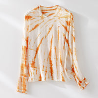 Herren Langärmeliges Batik-Longsleeve mit Slub-Struktur Nord Taschen - Knallorange