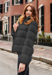 Damen Modische Daunenjacke mit hohem Kragen - Dunkelgrau