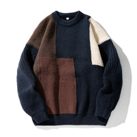 Pullover mit Rundhalsausschnitt und Farbblockdesign - Marineblau