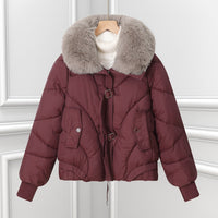 Damen kurzes Pilotenblouson mit voluminösem Schalkragen und Kordelzugsaum - Angorrot