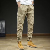 Herren Cargo-Hosen mit Taschen und Kordelzug - Khaki