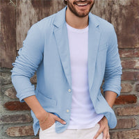 Herren Jersey Sakko leger mit Taschen - Hellblau
