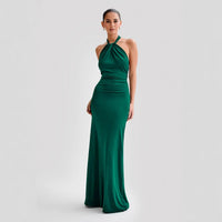 Martina | Damen Elegantes Neckholder Maxikleid Sommerlich Schmeichelnd - Grün