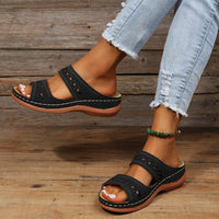 Damen Sandalen Gepolsterte Sohle Sommer Schuhe - Schwarz
