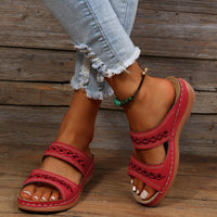 Damen Sandalen Gepolsterte Sohle Sommer Schuhe - Rot
