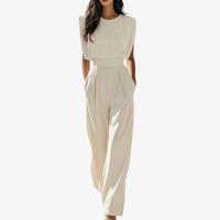 Uarutara - Eleganter Jumpsuit Mit Gürtel - Beige