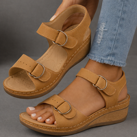 Damen Sandalen Riemen Keilabsatz Freizeit Stil - Braun
