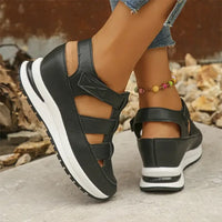 Damen Sandalen Orthopädischem Klettverschluss Sommer - Schwarz