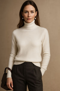 Ella | Damen Kaschmirpullover modern & komfortabel - Weiß