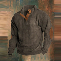 Thomas | Herren Gerippter Pullover mit Knopfkragen - Braun
