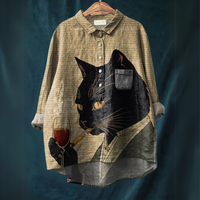 Lucy™ - Katzenkunst-Shirt - Wein Katze