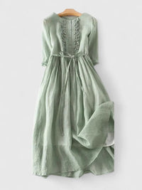 Karynthe | Damen Früher Frühling Elegantes Kleid – Strahlend Frühlingshaftes Kleid - Grün