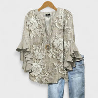 Lea | Damen Schleifen Bluse – Bluse mit Schleife Feminin Sommer 2026 - Hellbraun