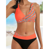 Zoë - Mutig bedruckter Halterneck-Badeanzug - Orange
