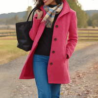 Elena | Damen Klassischer Knopf Mantel - Rosa