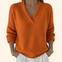 Nina | Pullover Damen V-Ausschnitt modern & stilvoll - Orange