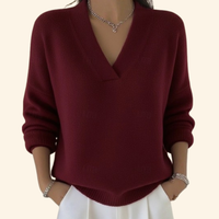 Nina | Pullover Damen V-Ausschnitt modern & stilvoll - Rot
