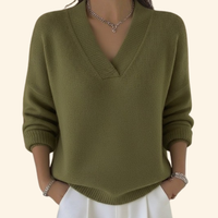 Nina | Pullover Damen V-Ausschnitt modern & stilvoll - Grün