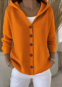 Isabel | Damen Casual Kapuze Strickjacke - Orange