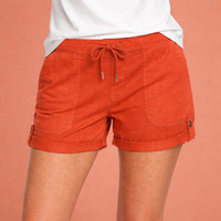 Lässige Damen Shorts mit Kordelzug und umgeschlagenem Saum | Zelina - Orange