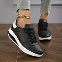 Almina - Damen Sneaker mit Schnürung und Gepolsterter Sohle - Schwarz