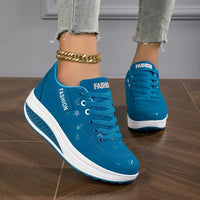 Almina - Damen Sneaker mit Schnürung und Gepolsterter Sohle - Blau